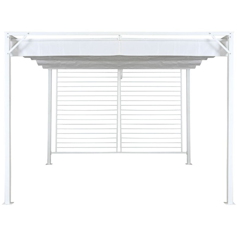 Pergola de jardin en acier et polyester coloris blanc - longueur 300 x largeur 300 x hauteur 230 cm Pegane