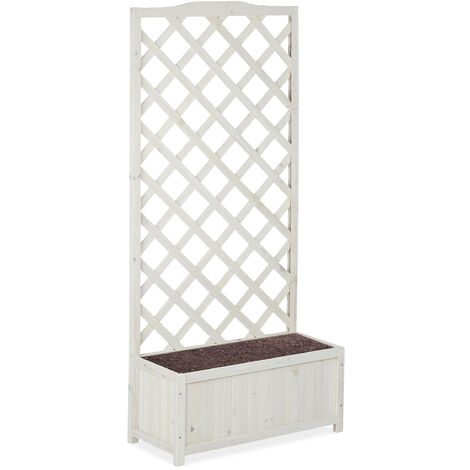 Pergola De Jardin Enrejado De Madera Decoracion De Exterior Macetero 35 L 150 Cm Blanco