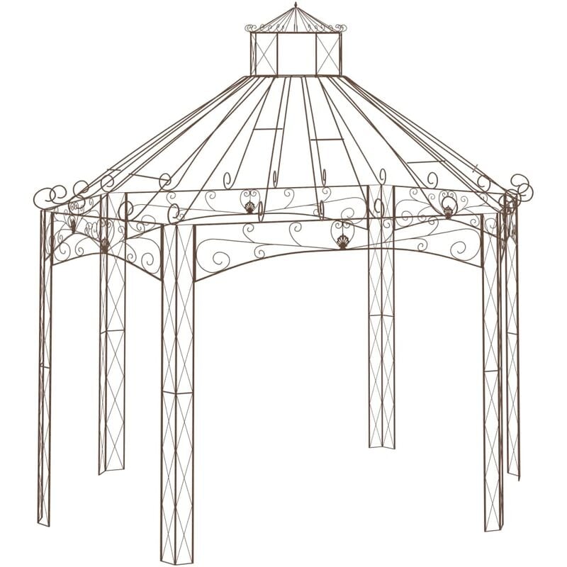 

Pérgola de jardín marrón antiguo 400x258x378 cm hierro