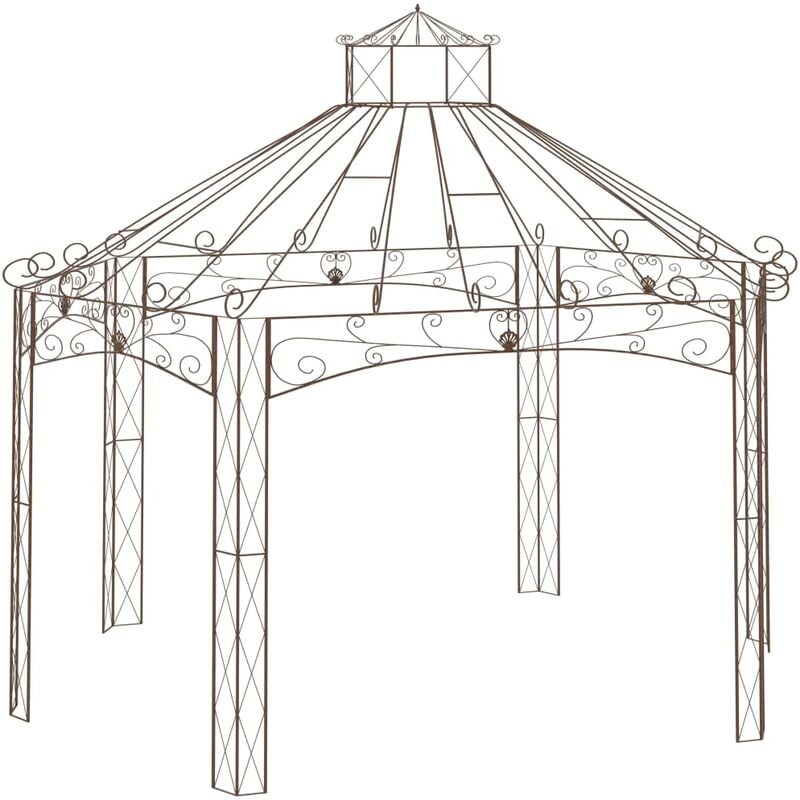 

Pérgola de jardín marrón antiguo 558x350x408 cm hierro