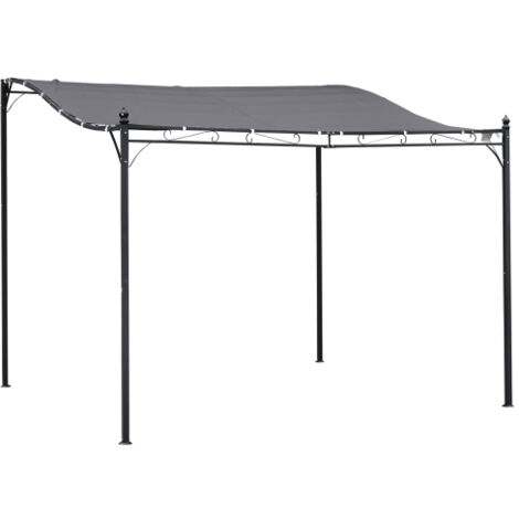 Pergola de jardin métallisée grise 297x297 cm, tente extérieure polyvalente, ombrage optimal pour jardin, terrasse et balcon.