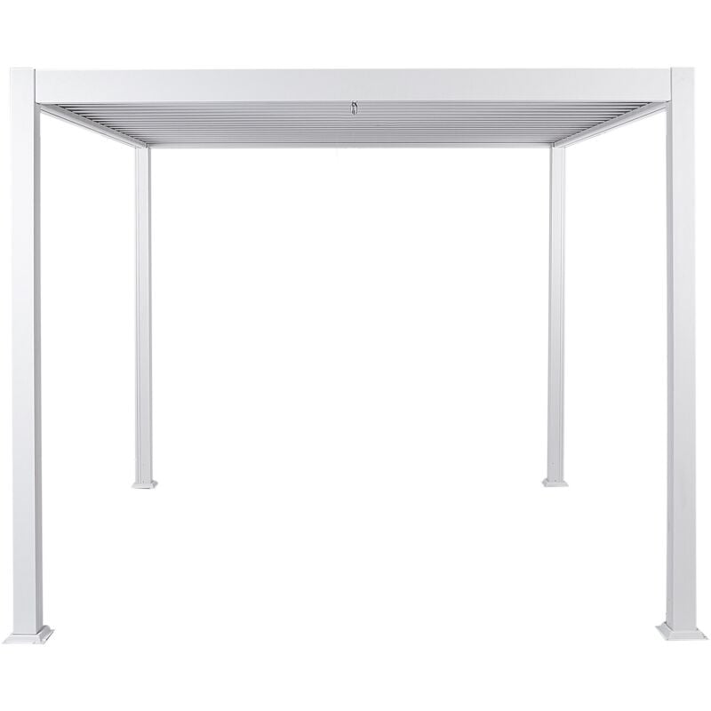 Beliani - Pergola de Jardin Moderne 310 x 310 cm Structure d'Ombrage en Métal Extérieur Blanc Fornoli