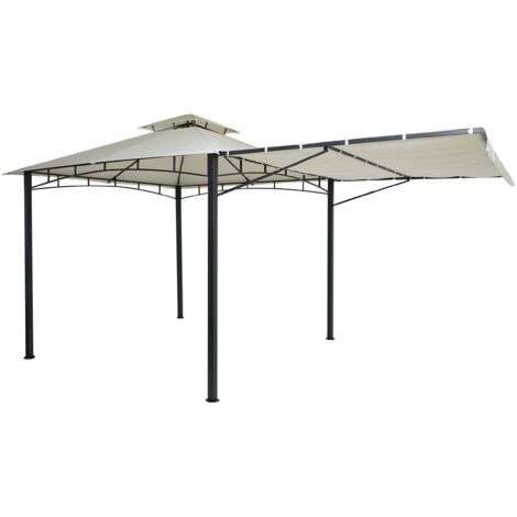 Pérgola de jardín/pabellón exterior con pared lateral móvil estructura de acero 2,5 x 2,5 m color beige crema 040008115