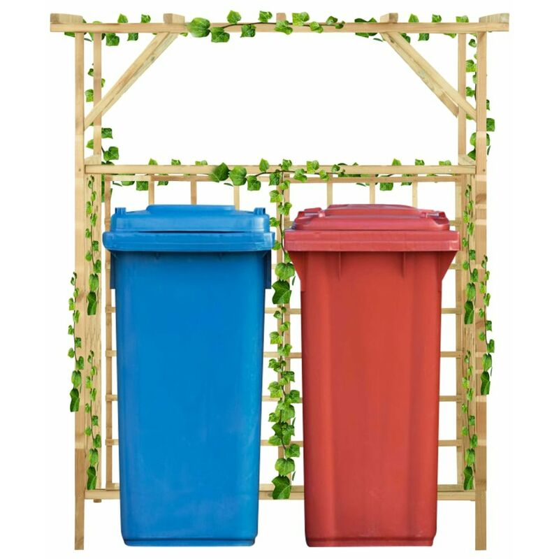 

Pergola de jardin para 2 cubos de basura madera pino impregnada