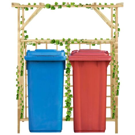 Pérgola de jardín para 2 cubos de basura madera pino impregnada