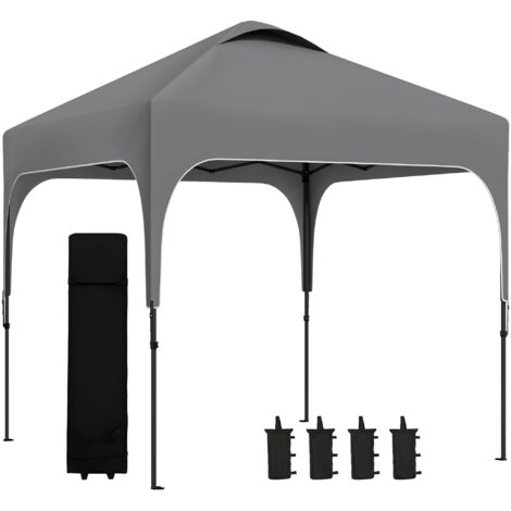 Pergola de jardin pliable 2,5 x 2,5 m, hauteur ajustable, toile Oxford anti-UV50+, structure en acier, avec housse de transport pour extérieur.