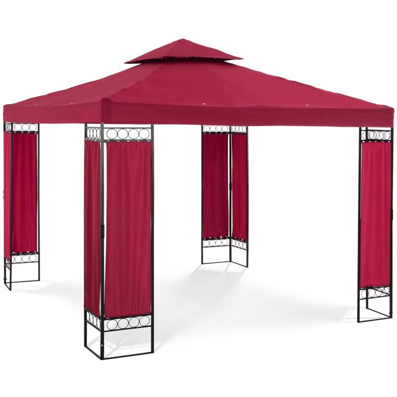 Tonnelle De Jardin Pergola Tente Pavillon Réception Imperméable Acier Rouge 3x3m - Rouge vin