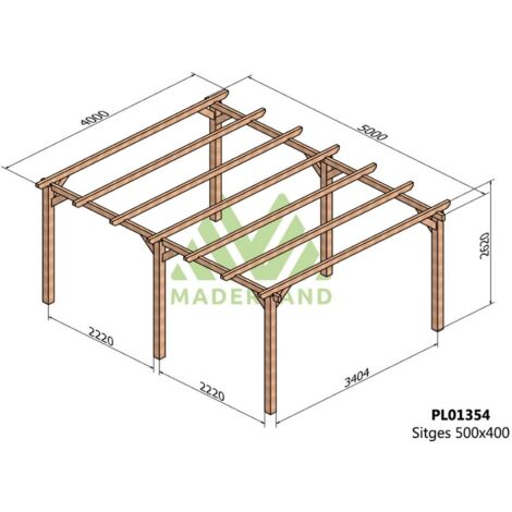 Pérgola de Madera Laminada Sitges (Maderland) - Gardeneas - 500 x 400 cm