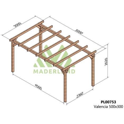 Pérgola de Madera Laminada Valencia (Maderland) - Gardeneas - 500 x 300 cm