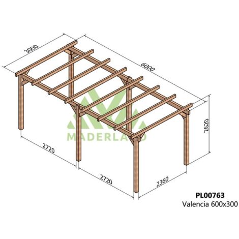Pérgola de Madera Laminada Valencia (Maderland) - Gardeneas - 600 x 300 cm