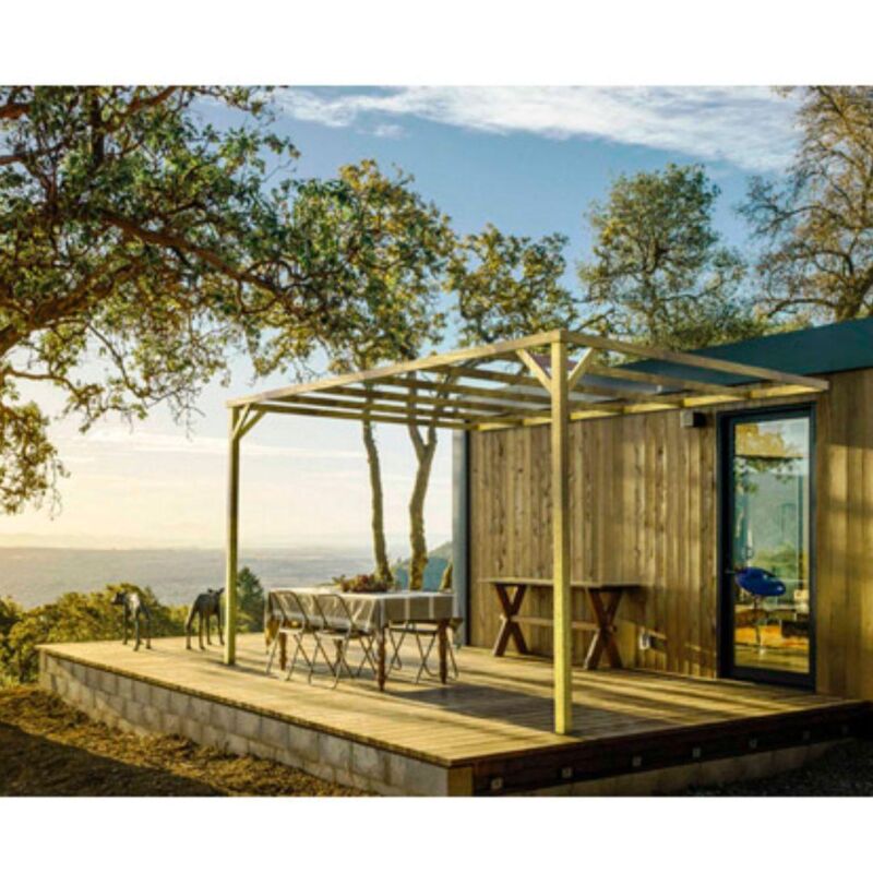 

Pérgola Adosada de madera maciza Modelo Toledo 510x300 cm - Maderland