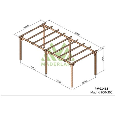 Pérgola de Madera Maciza Madrid (Maderland) - Gardeneas - 600 x 300 cm