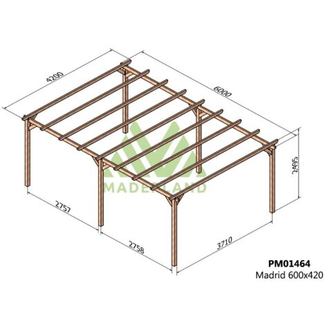Pérgola de Madera Maciza Madrid (Maderland) - Gardeneas - 600 x 420 cm
