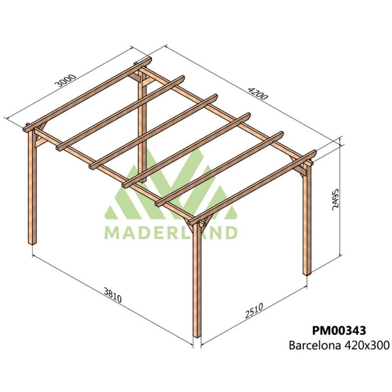 

Pérgola de Madera Maciza Barcelona (Maderland) 420 x 300 cm - - Gardeneas