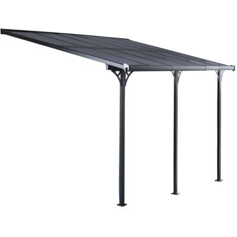 Pérgola de Pared Gardiun Elliot 11 m² 435x254x220/260 cm en Aluminio y Paneles de Policarbonato Anti UV  Pórticos Ajustables