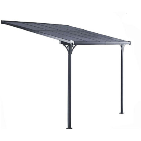 Pérgola de Pared Gardiun Elliot 8 m² 313x254x220/260 cm en Aluminio y Paneles de Policarbonato Anti UV Pórticos Ajustables