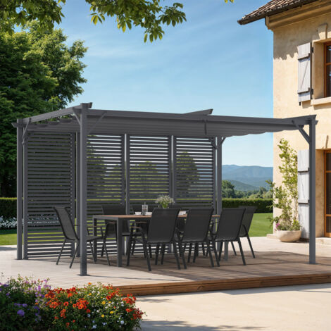 Pérgola edición coleccionista Techo retráctil de lamas 3x4M 4 secciones modular gris antracita