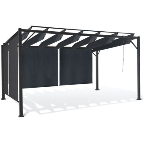 Pergola édition luxe lames orientables 3x3 M et 4 stores gris anthracite