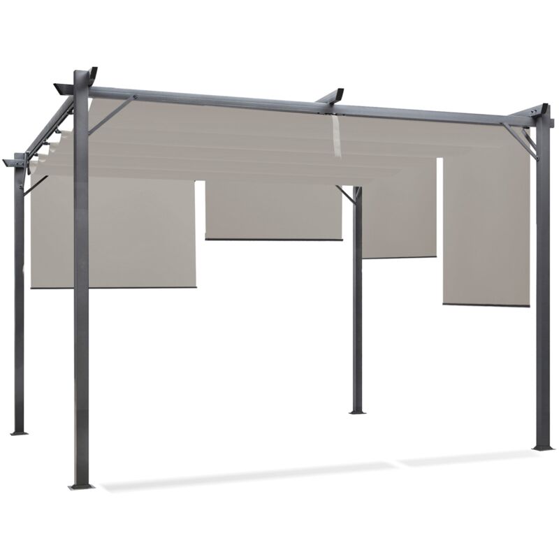Idmarket - Pergola édition spéciale toit rétractable 3x4 m et 4 stores taupe