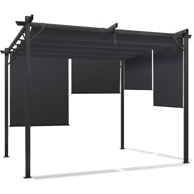 Idmarket - Pergola édition spéciale toit rétractable 3x3 m et 4 stores gris anthracite