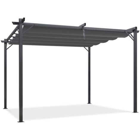 Pergola einziehbares Dach 4 Beine 3x4 M Laube anthrazitgrau