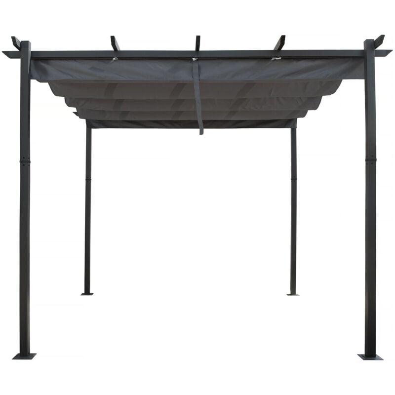 Habitat Et Jardin - Pergola en aluminium avec toit rétractable - 3 x 3 m - Gris