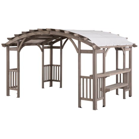 Pergola en bois de cèdre DAJTI - 305cm x 427cm, gris