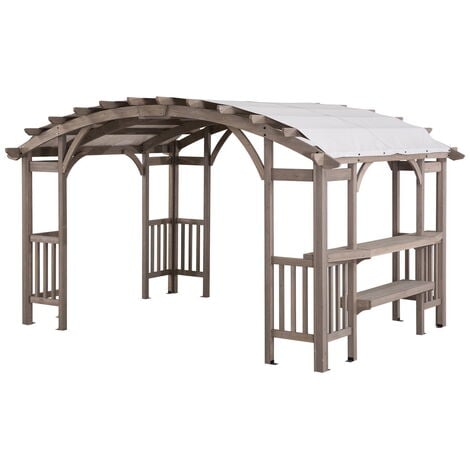 Pergola en bois de cèdre DAJTI en gris - 305cm x 427cm