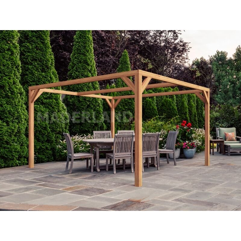 Pergola en bois lamellé-collé Caen 400 x 400 cm Maderland