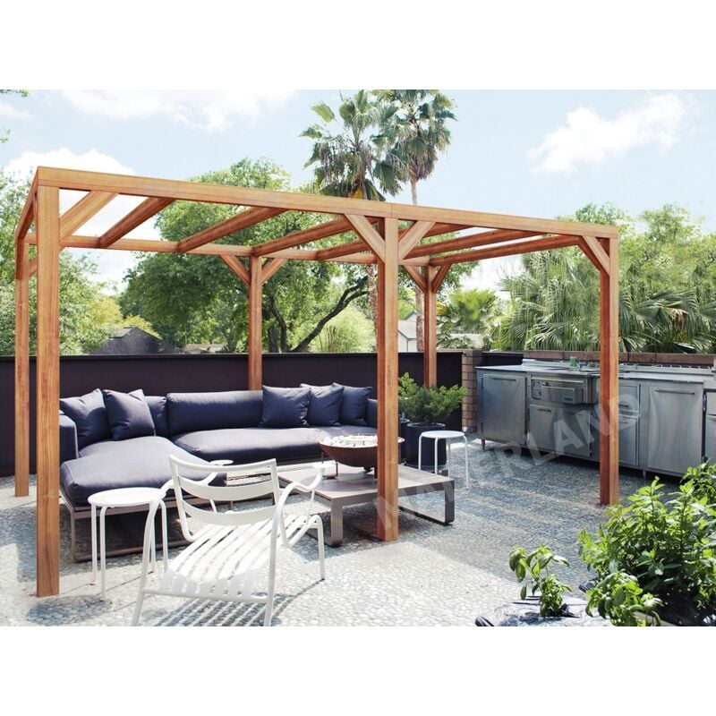 Pergola en bois autoportante - modèle fuengirola - 400 x 400 cm - Maderland