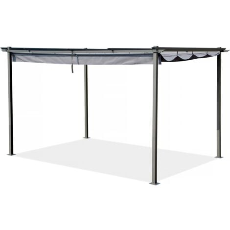 Pergola en métal avec toit rétractable - 3 x 4 m - Gris anthracite