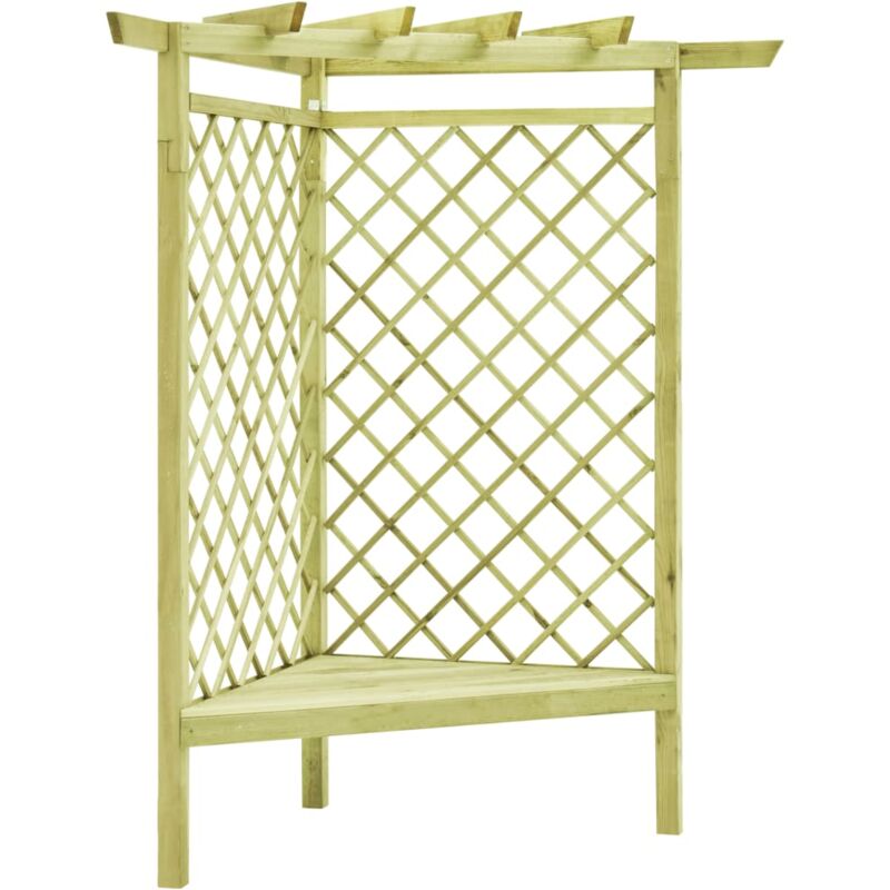 

vidaXL Pérgola esquina y asiento madera pino impregnada 130x130x197 cm - Verde