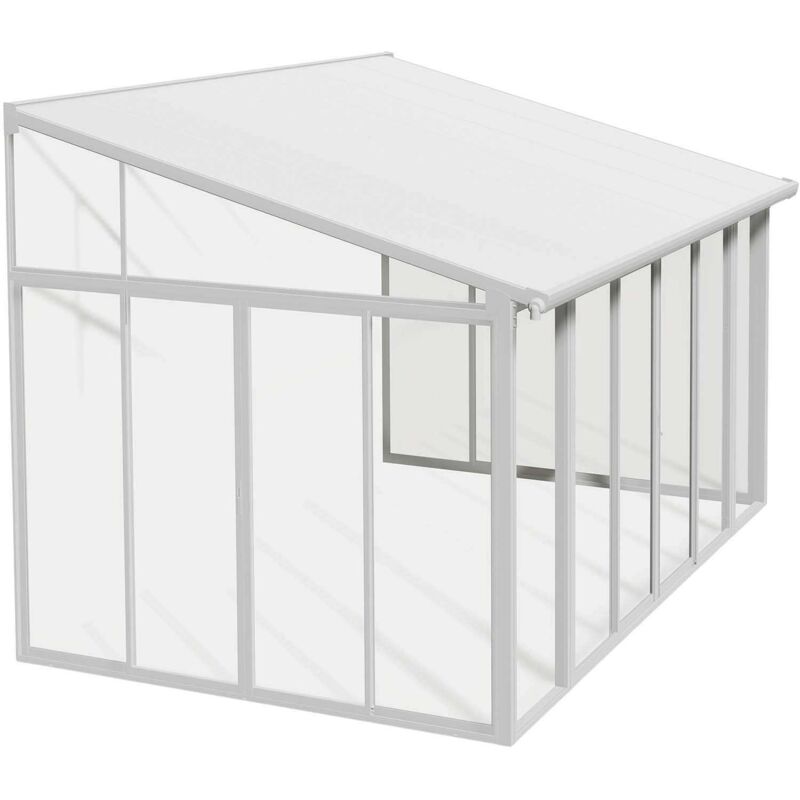 Chalet&jardin - Véranda en aluminium blanc et polycarbonate SanRemo 12.8m²