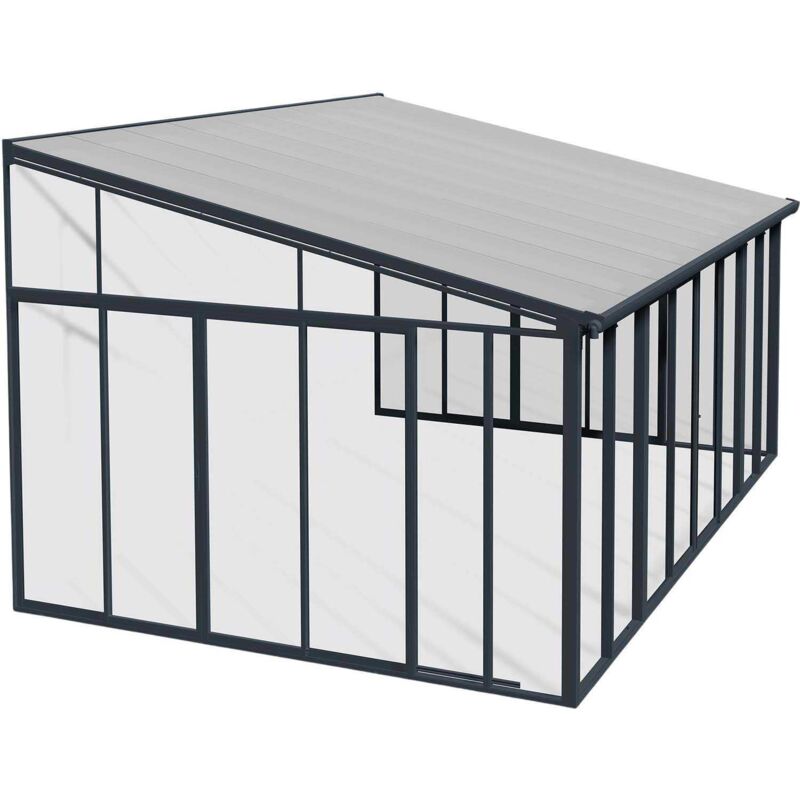 Chalet&jardin - Véranda en aluminium gris et polycarbonate SanRemo 16.5m²