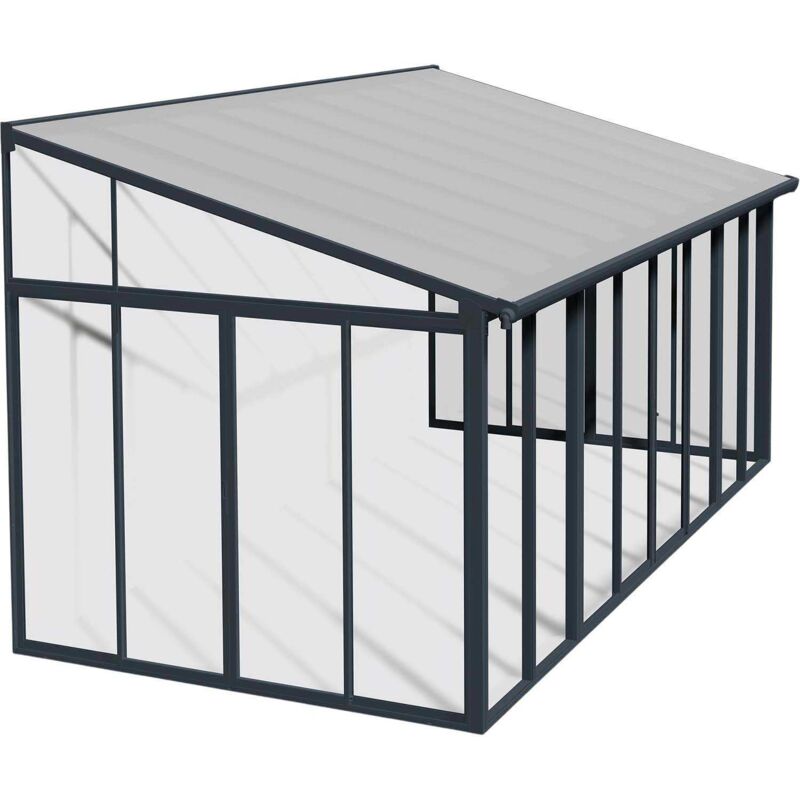 Chalet&jardin - Véranda en aluminium gris et polycarbonate SanRemo 16.3m²