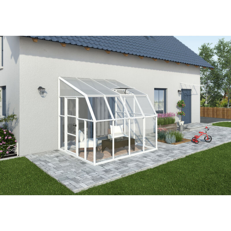 8' x 8' Palram Canopia Rion White Sun Room Walk-In Wall Greenhouse (2.4m x 2.4m)