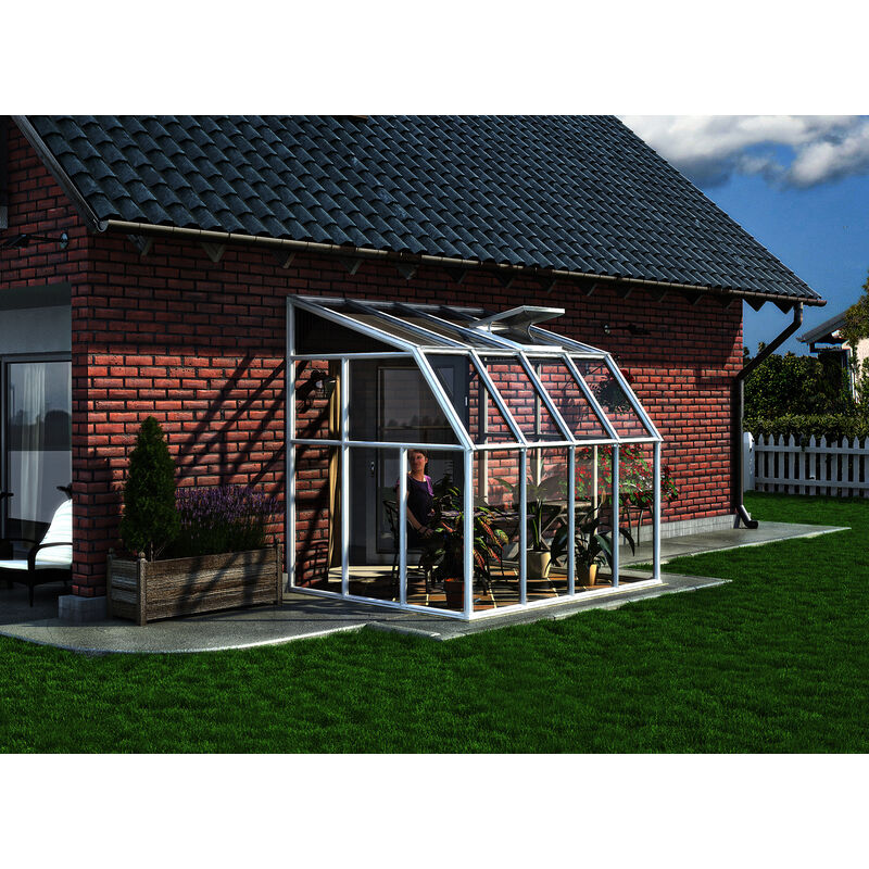 6' x 8' Palram Canopia Rion White Sun Room Wall Greenhouse (1.8m x 2.4m)