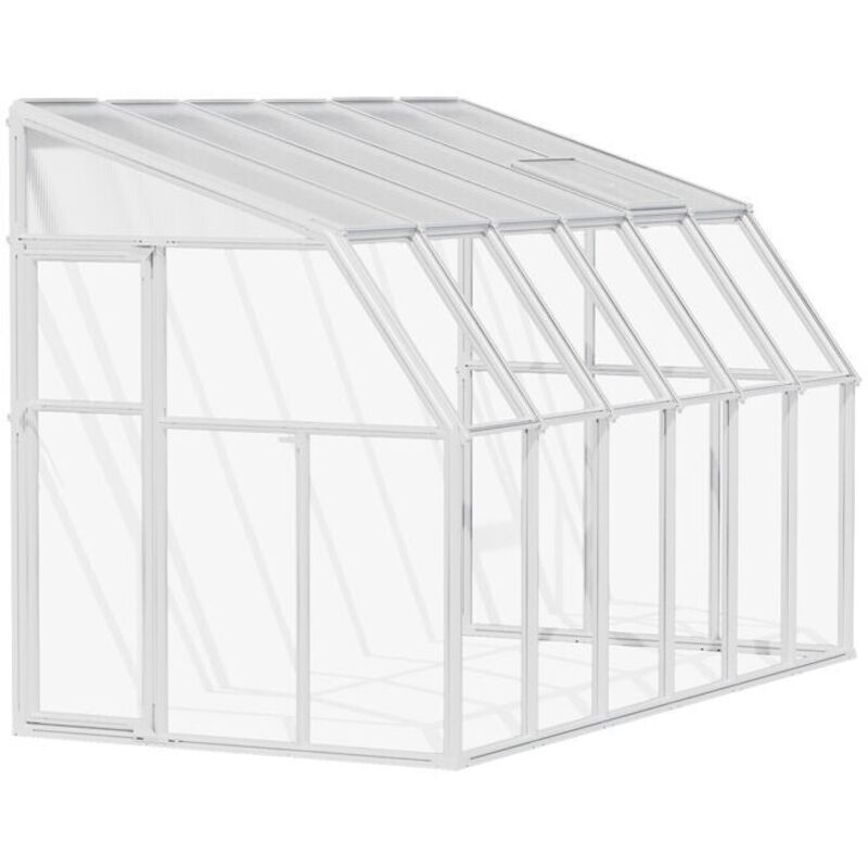 Palram – Véranda Sun Room 386 x 200,5 cm – Résine PVC et polycarbonate – Surface intérieure 7,74 m² – Résistance vent 90 km/h