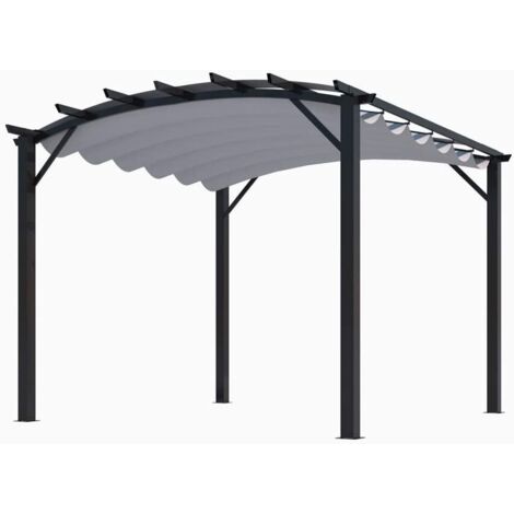 Pergola foresta gazebo in alluminio ad arco con telo retrattile colore grigio 280g/mq dimensioni 340x330x240h - Foresta