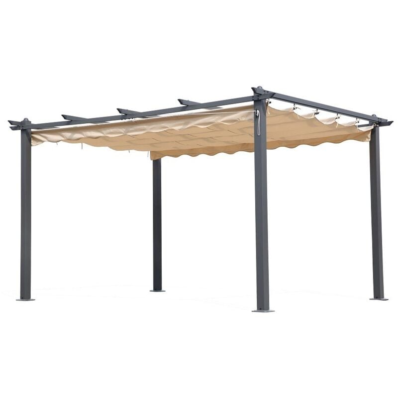 Pergola Gazebo 3x4 Bianco Alluminio Telo Tenda Retrattile Carport Auto Giardino 60033MM