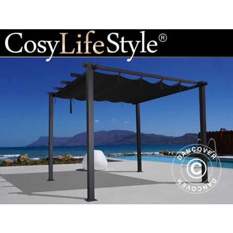 Pergola gazebo Santa Cruz, 3x4 m, Dark grey