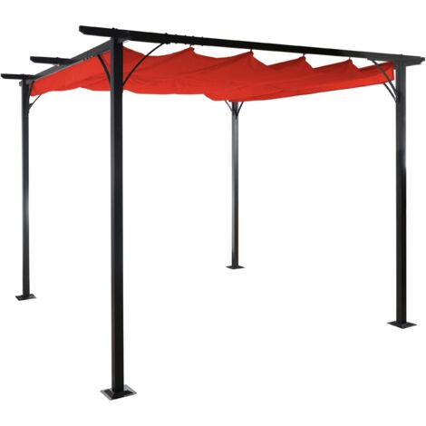 Pergola HHG-116, Garten Pavillon, stabiles 6cm-Gestell + Schiebedach 3x3m terracotta