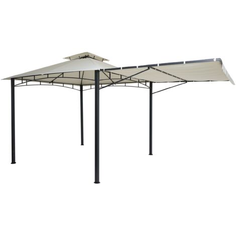 Pergola HHG-677, Garten Pavillon, Stahl bewegliche Seitenwand 2,5x2,5m creme-beige