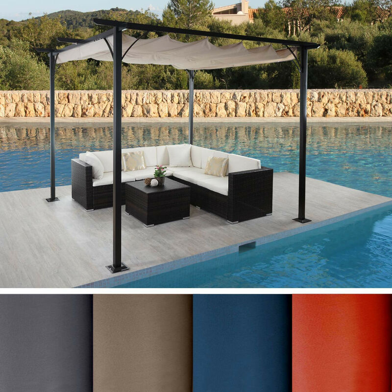 Pergola HWC-C42, pavillon de jardin, cadre stable à 6 cm + toit ouvrant - 3x3m gris