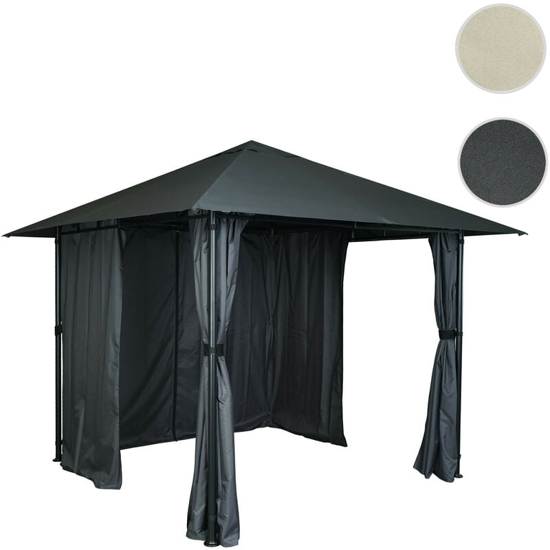 Mendler - Pergola HWC-J63, Pavillon de jardin Abri de terrasse avec paroi latérale, 3x3m anthracite
