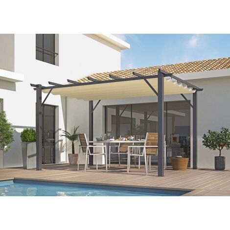 PERGOLA AD ARCO IN ALLUMINIO 340x330 h 240CM CON TELO DI COPERTURA