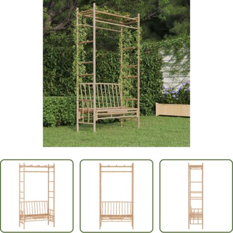 Pergola in bambù - Panca da Giardino con Pergola 116 cm in Bambù
