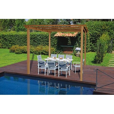 Pergola in Legno 3x3 cm, in Pino Massello Impregnato 9x9 cm, ALTEZZA 240 cm