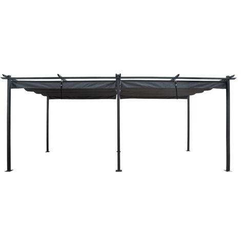 Pergola in metallo con tetto retrattile - 3 x 6 m - Antracite