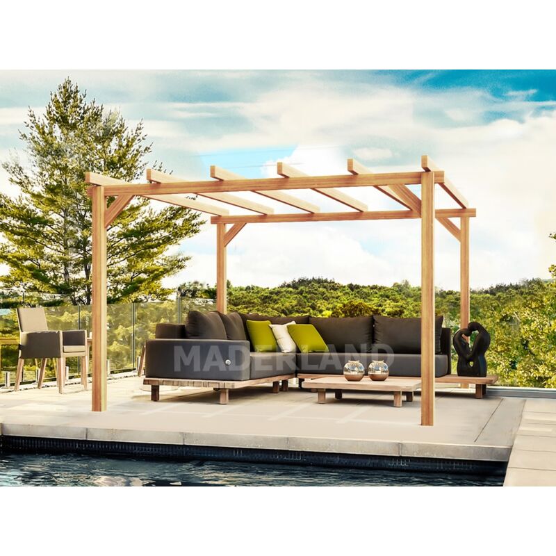 Pergola en bois autoportante - modèle linares - 300 x 300 cm - Maderland